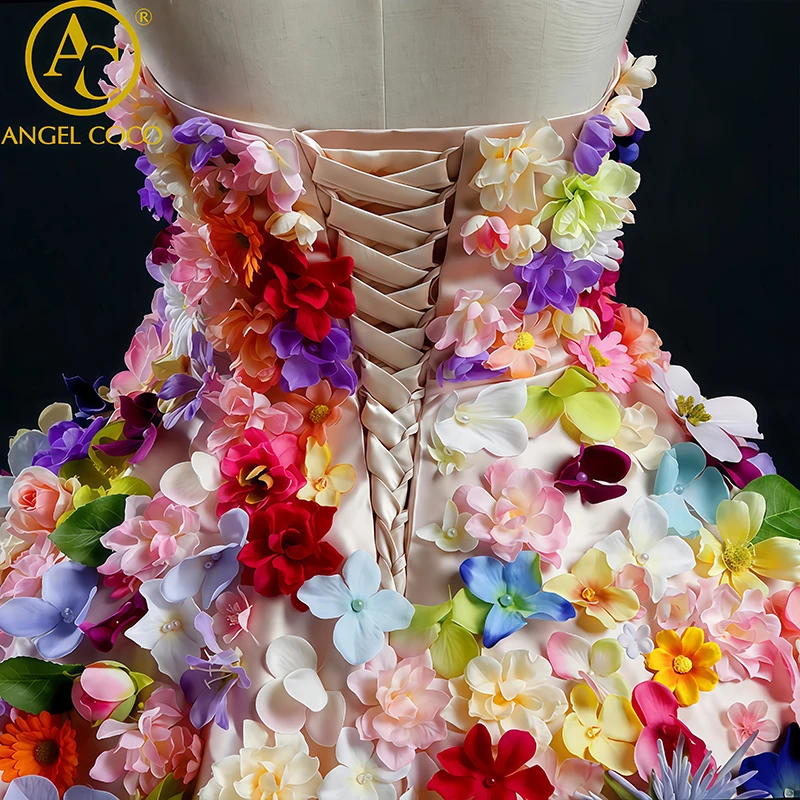 فساتين فاخرة لفتاة الزهور برقبة عالية فستان حفلات الزفاف زهور طول الأرض فستان عيد ميلاد الأميرة حسب الطلب