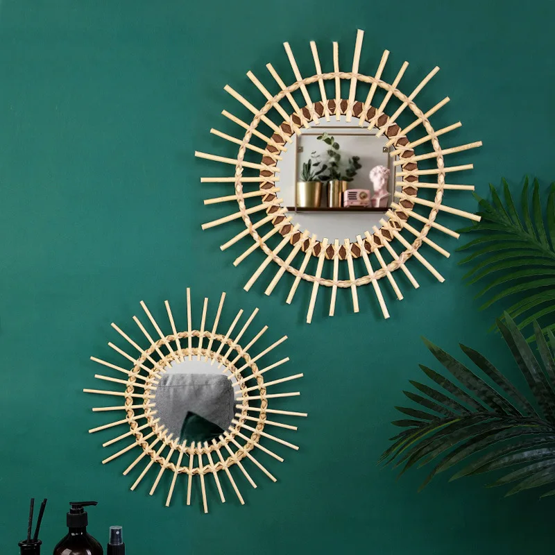 Home Decoration Wall Art for Living Room Bedroom Entrance Visit Golden Mirror