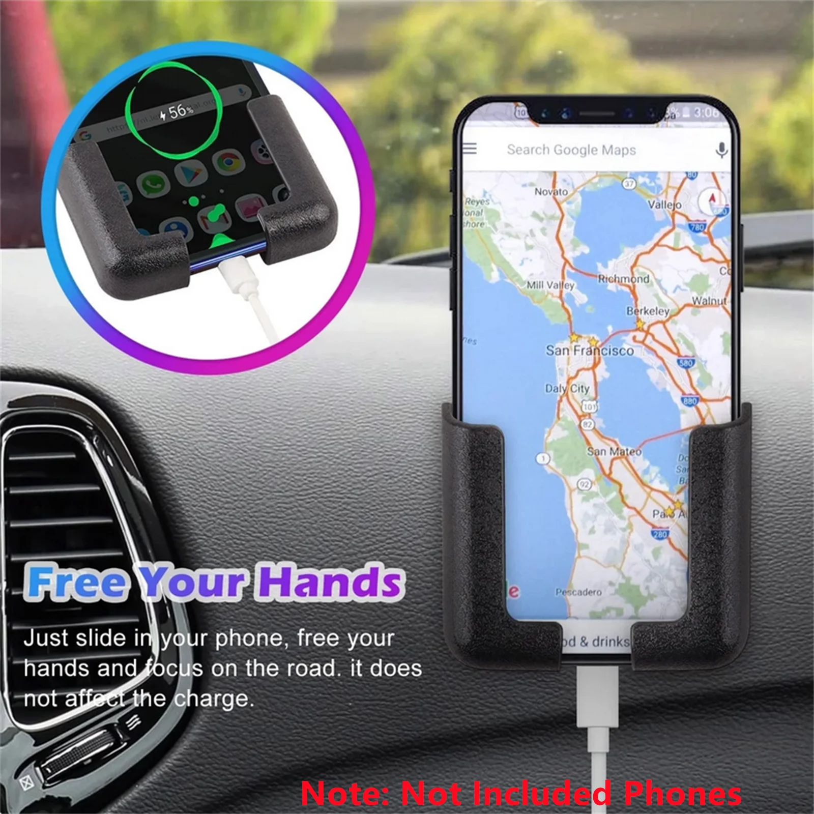 1 Pc Black Car Phone Holder Self-adhesive Dashboard Mobile Holder Mutifunctional Phone Stand Mount Bracket For Wall Hook Hanger