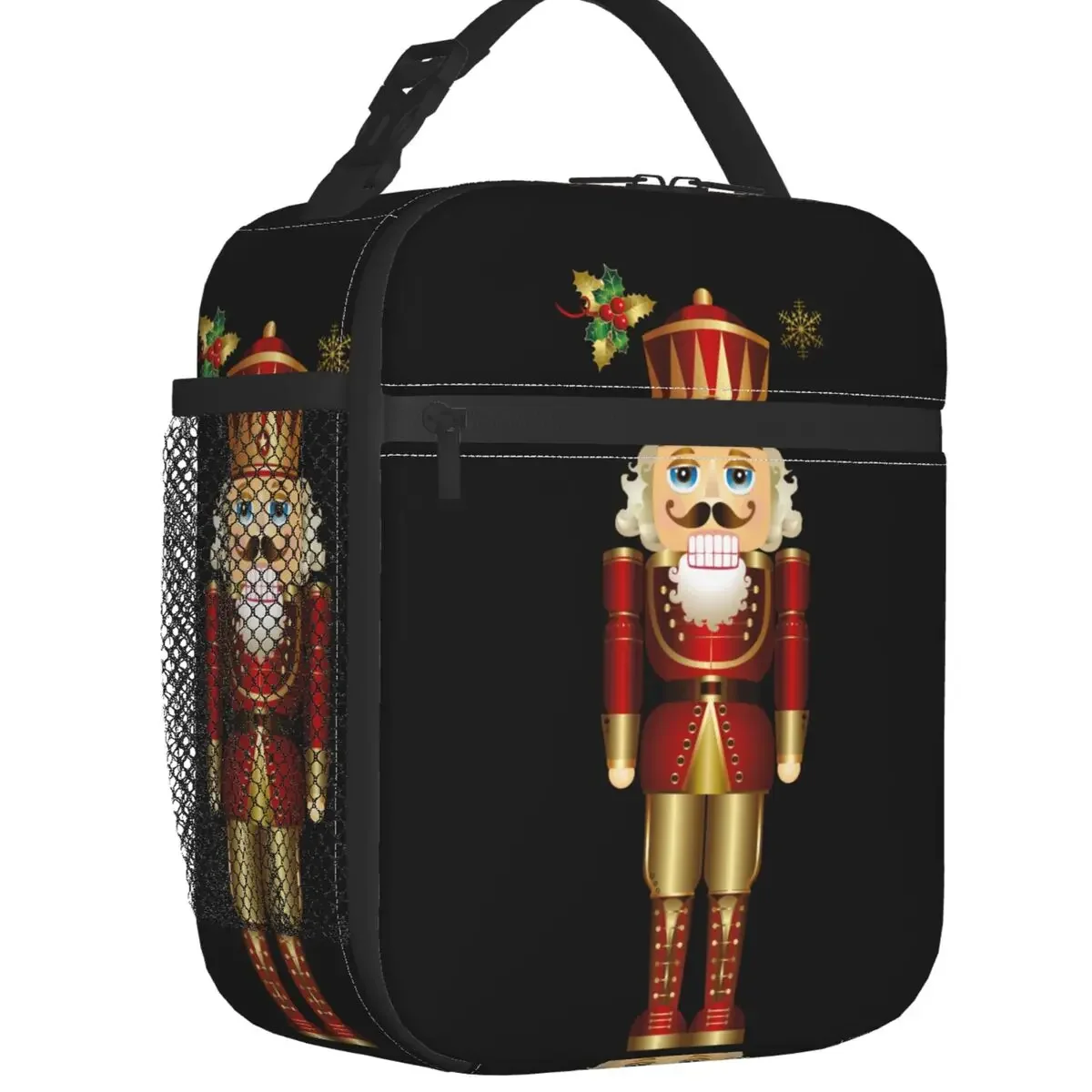 Nutcracker Soldier King Insulated Lunch Tote Bag Cartoon Christmas Nutcrackers Portable Thermal Cooler Bento Box School Children