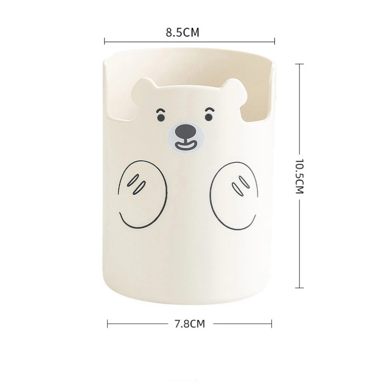 Japanese Ins Cute Cartoon Bear Pen Holder Creative Mobile Phone Holder Makeup Brush Storage Bucket Office Desktop Accessories