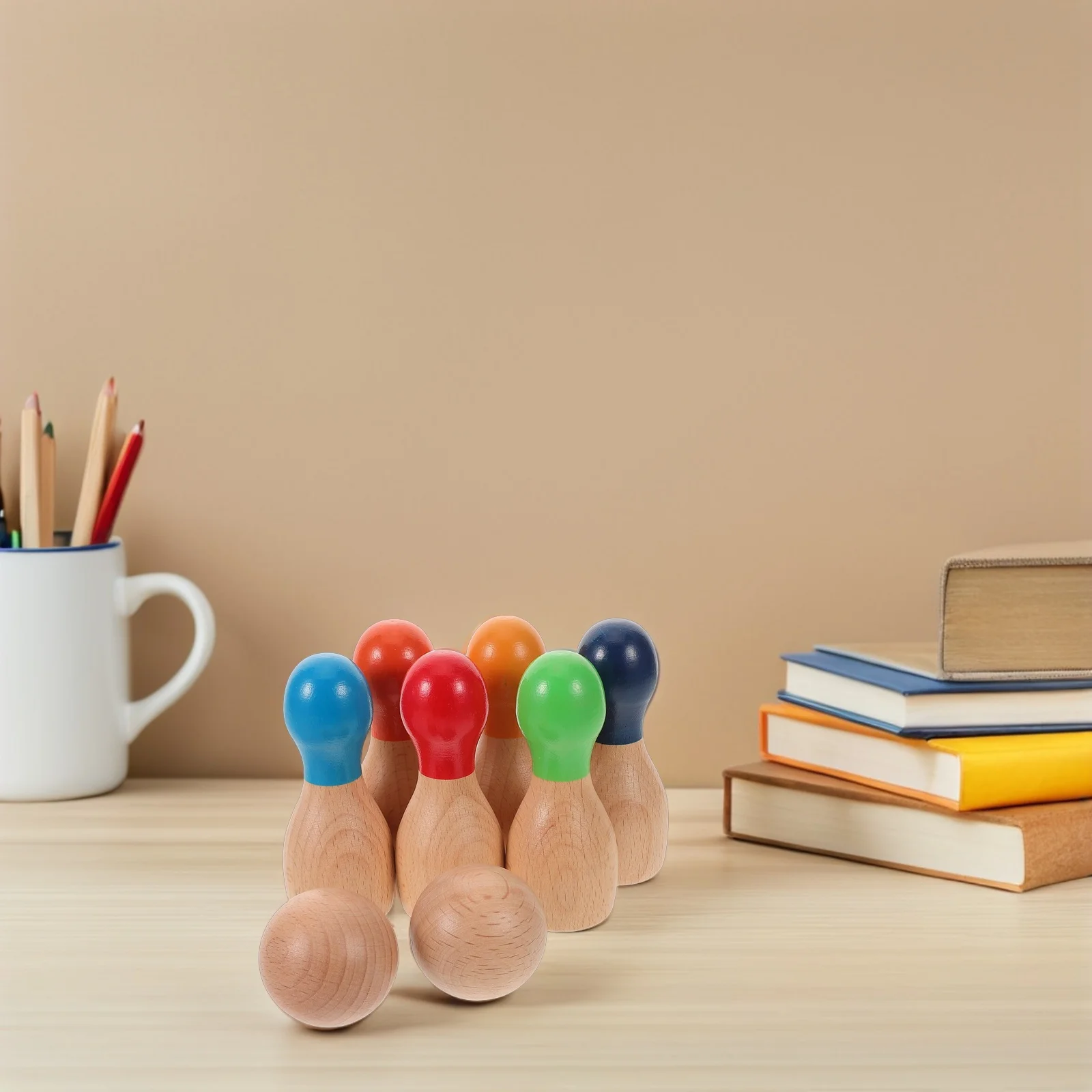 1Set Houten Regenboog Bowling Set Kids Mini Size Indoor Outdoor Spelen Verjaardag Familie Bowling Spel Kinderen Interactief Speelgoed