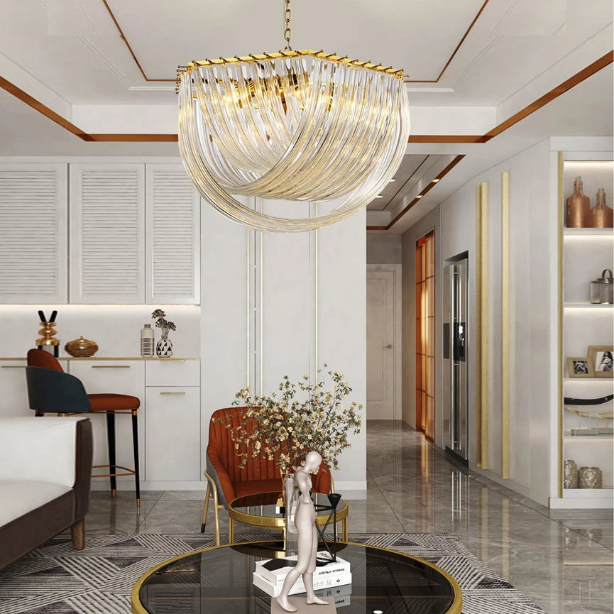 Modern Nordic U -shaped Glass Tube Living Room Chandelier Lighting Luxury Hotel Hall Bedroom Home Decor Suspension Pendant Lamps