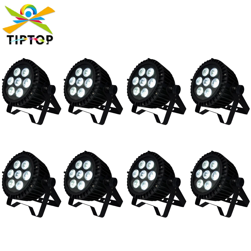 

8 Pack 7x18W Led Aluminum Waterproof Par Can RGBWA UV 6 Color Uplighting Lights for Wedding Party Big Lens Smooth Wash