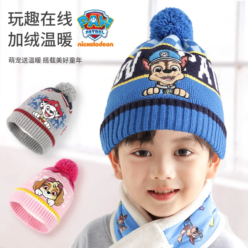 Original Genuine Paw Patrol children\'s winter earmuffs Hats kids Knitted hat Plush Toy kids cap 2-10 years bonnets Toy Gift