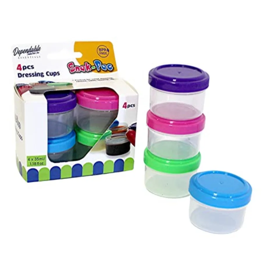Twist Top 4-Pack Condiment Cups with Lids 1.18 oz BPA-Free Mini Containers for Dressings, Sauces, Snacks and Spices Leakproof,