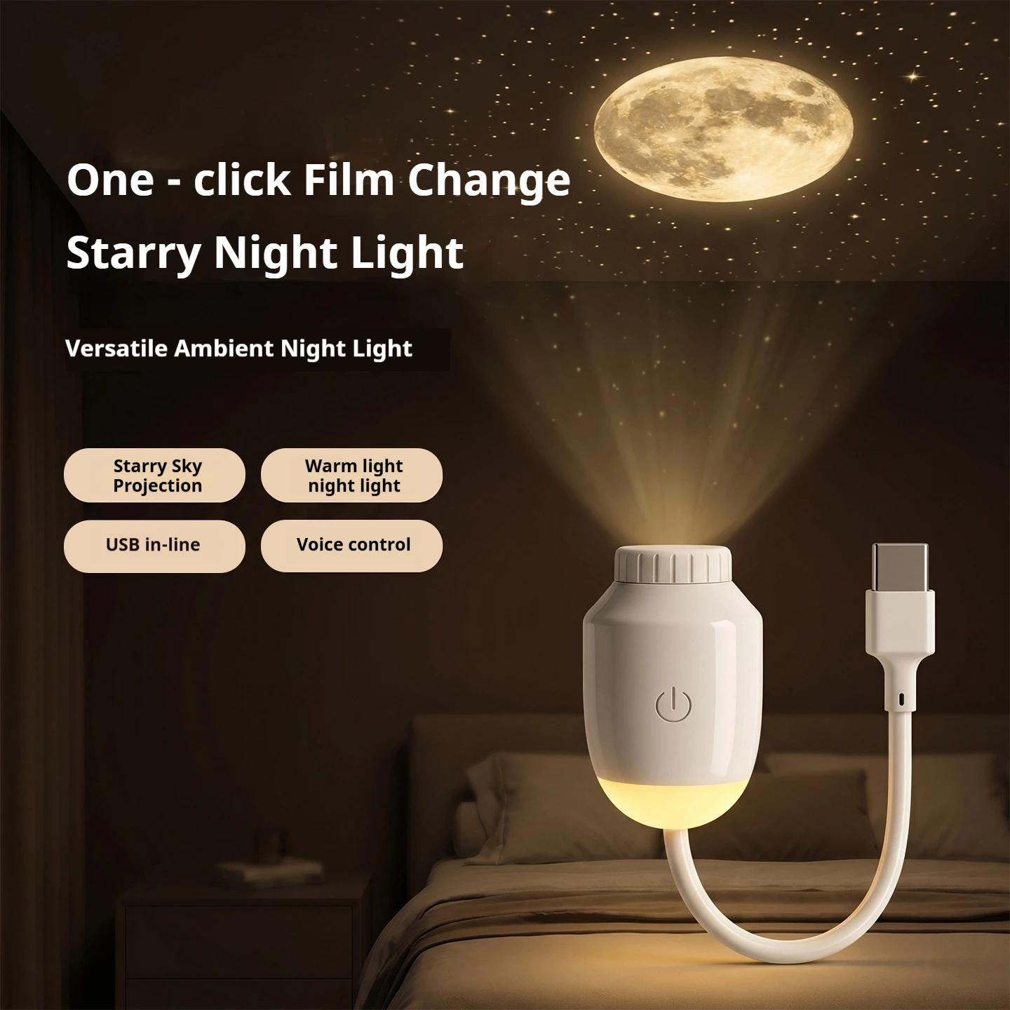 

2-in-1 Dual Mode Star Projector Night Light Replaceable Film Discs,Bedroom Starry Sky Lamp, Kids Room Decor, Eye Protection Gift