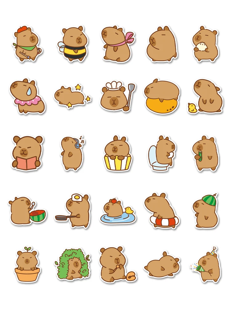 50pc Cartoon Cute Capybara Graffiti Stickers Suitcase Laptop Skateboard Personalized Stickers