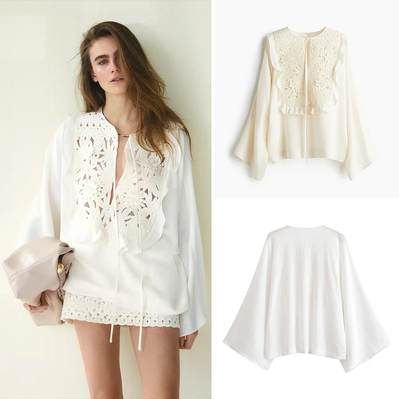 Faionable الجوف خارج المطرزة irt جديد وصول ملابس نسائية خمر Sle الأعلى للشابات الذين تتراوح أعمارهم بين 8-25 الخريف 2025