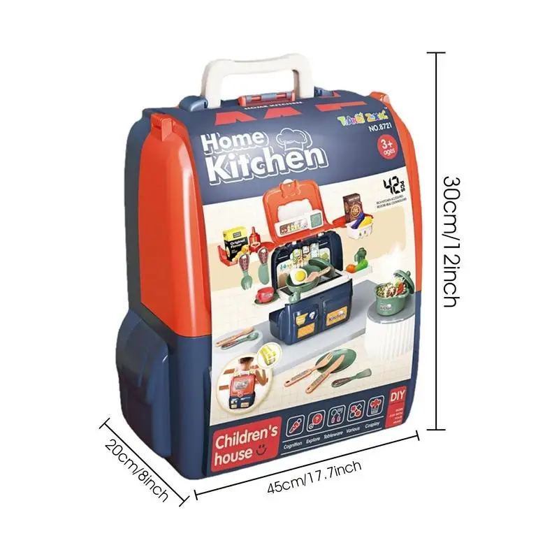 Küche Kinder Spielen Set Spielzeug Küche Pretend Lebensmittel Spielzeug Rucksack Tragbare Interaktive Spielzeug Küchenutensilien Zubehör Für Jungen Mädchen