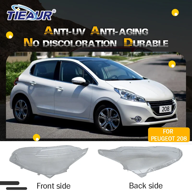 

TIEAUR Plastic Transparent Headlamp Lampshade For Peugeot 208 Front Headlight Lens Cover Car Light Housing Accessories DIY