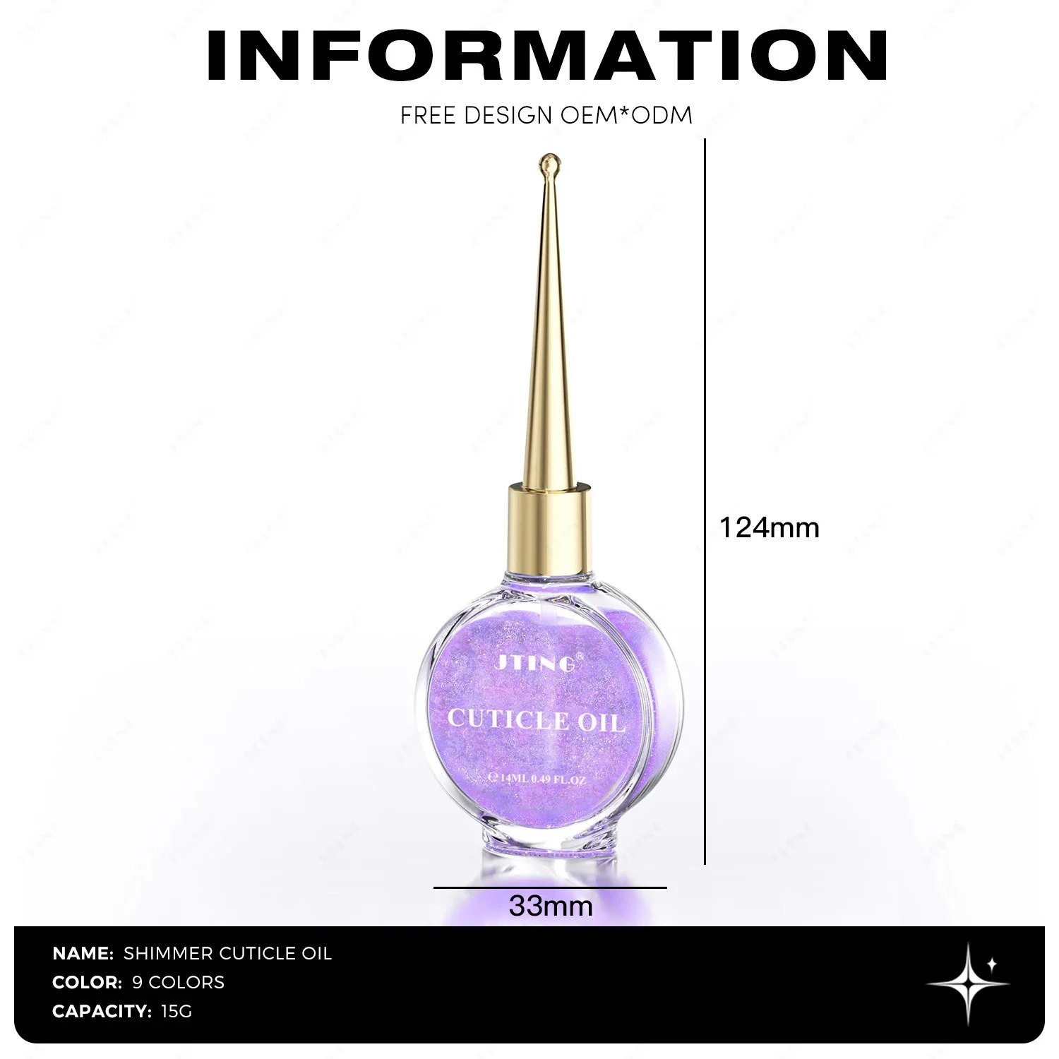 JTING 1pc Design Shimmer Olio per cuticole 9 colori Nutrizione Olio rivitalizzante Olio per cuticole per forniture Unghie