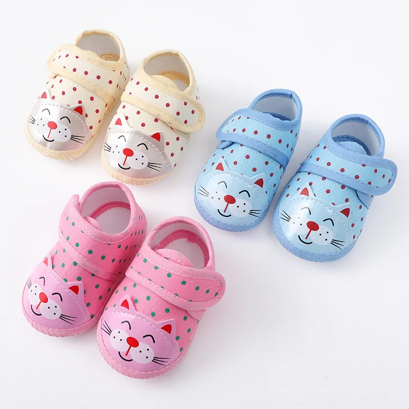 Newborn Baby Boy Girls Shoes Spring Autumn Lovely Floral Embroidery Anti-Slip Sneaker Soft Cotton Cute First Walkers Crib Shoes