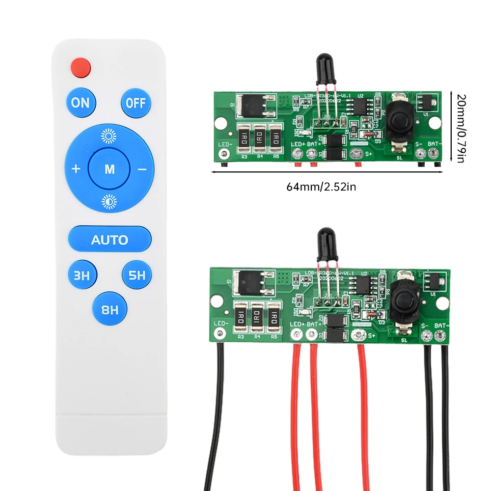 Controle remoto de longa iluminação, redução automática de energia, 3.2v 3.7v, placa de circuito de luz de rua solar, controlador de condução