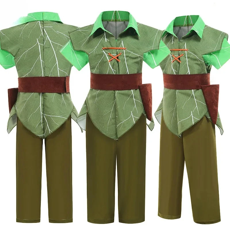 

Christmas Peter Pan Green Pixie Costume for Boys Toddler - Kids Elf Outfit with Feather Hat Party Performance