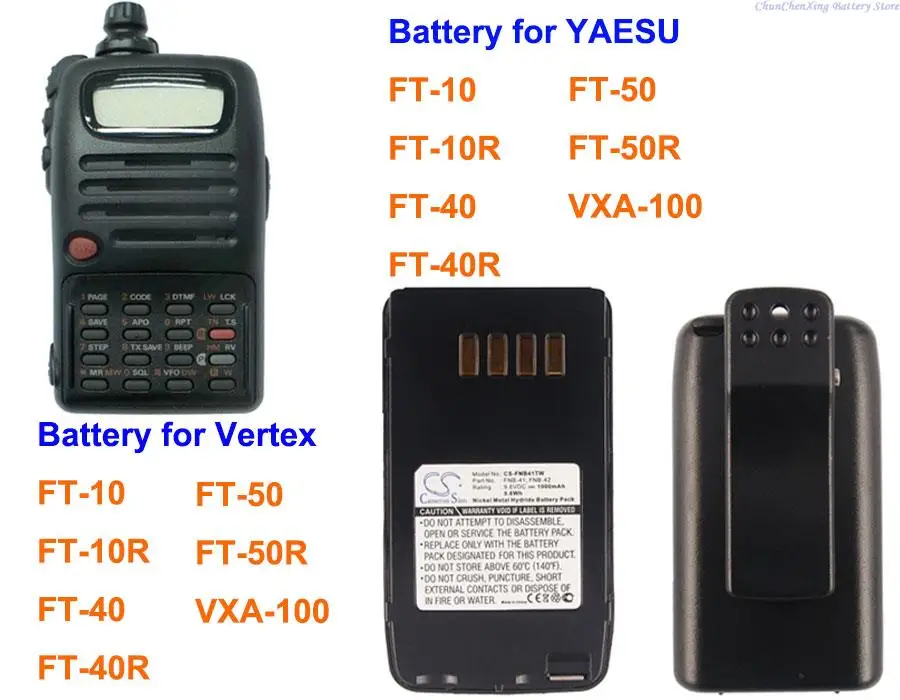 Cameron Sino 1000mAh dwukierunkowa bateria radiowa dla Vertex/YAESU FT-10, FT-10R, FT-40, FT-40R, FT-50, FT-50R, VXA-100