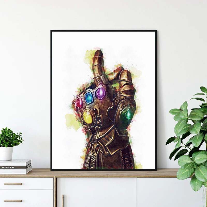 Marvel Thanos Posters Infinity War Art Prints Gem Gauntlet Watercolor Canvas Painting Fans Gifts Boys Room Picture Home Decor