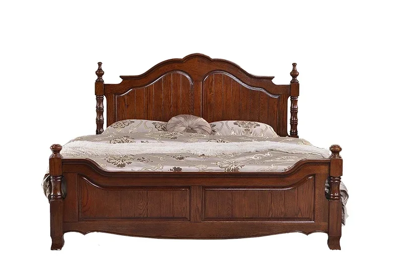 Red Oak Full Log Vintage Double Bed Master Bedroom Furniture