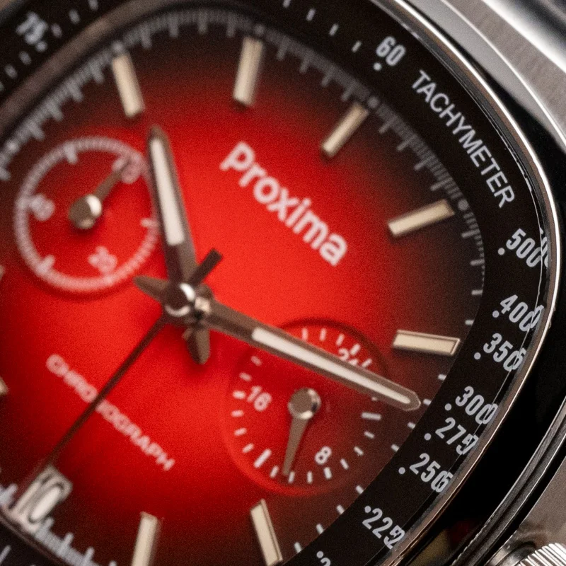 Proxima Men Chronograph Watch 39mm Military Square Quartz Panda Wristwatch 10ATM Waterproof BGW-9 Luminous Sapphire VK64