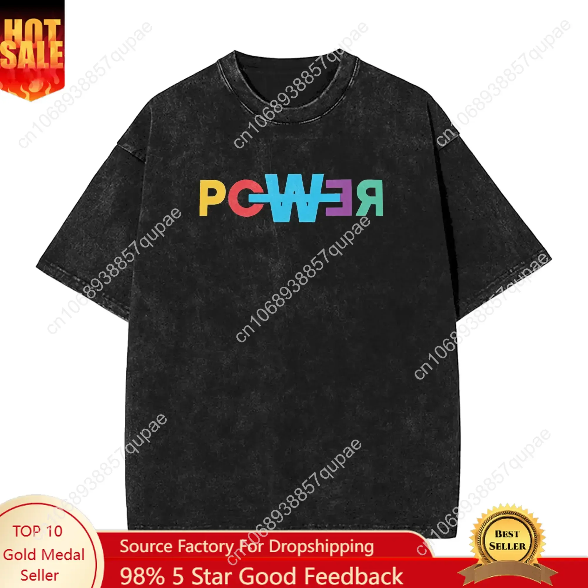 

Vintage Washed T-Shirt Power Ablum Kpop Loose T-Shirts Novelty Tshirt G-dragons for Man Summer Y2K Funny Pattern Tees