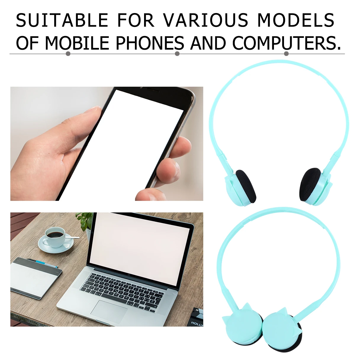 

Cute Cartoon Headset Bass Heaset On Ear Headphone Comfortable Plastic Mic Computer Lower Impedance High