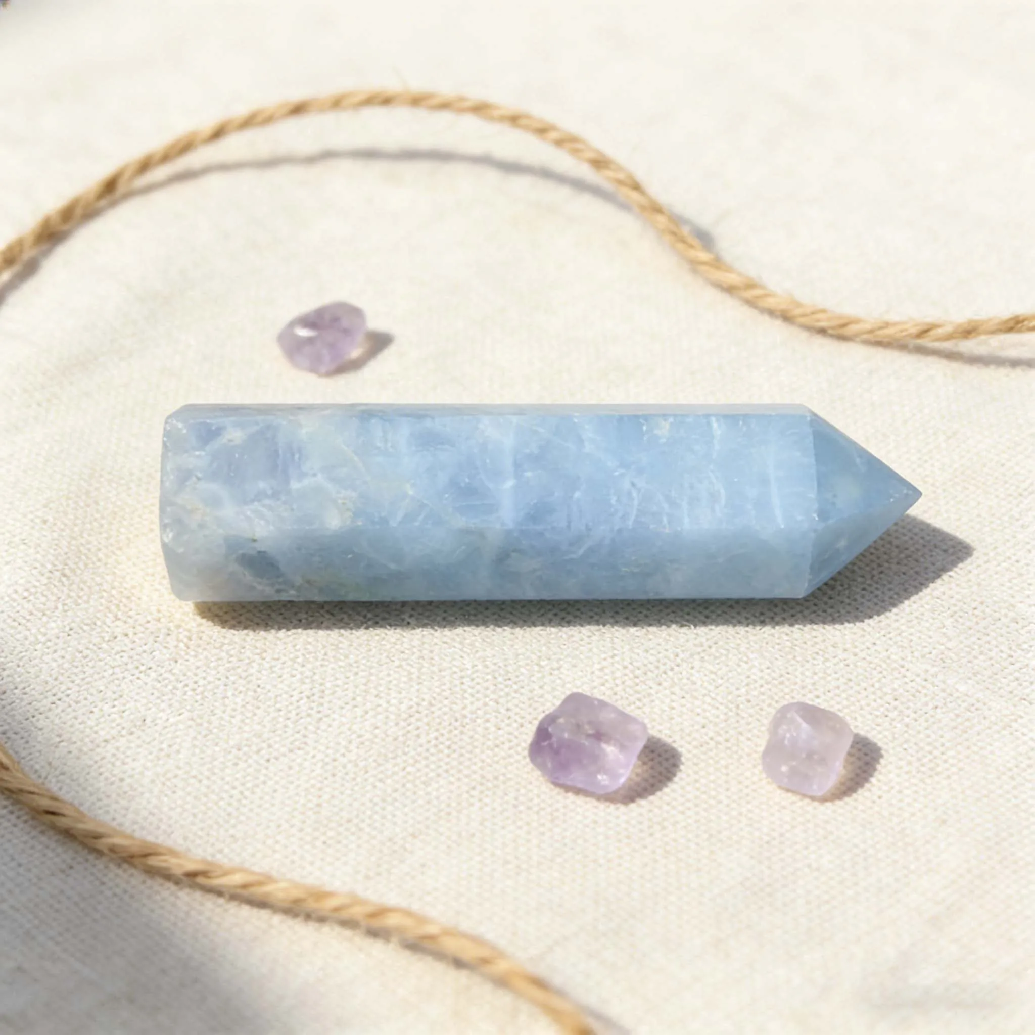 Bild 4: Rohes Erz Celestite Crystal Tower Indigo, fettartig, einzigartig, normale Säule, rissfrei, hochwertiges Kunstdekor