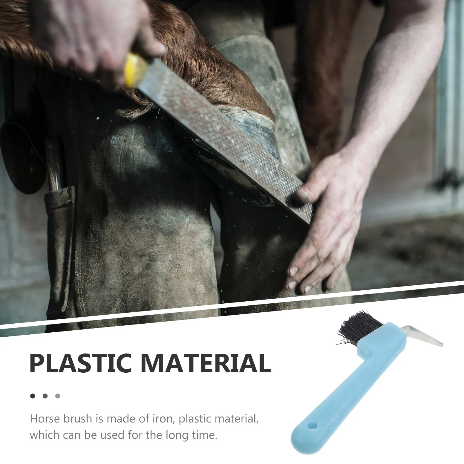 

Инструмент для ухода за копытами лошадей 2-в-1: железный скребок с пластиковой ручкой и удобной рукояткой, щетка для чистки подков, портативная щетка для копыт