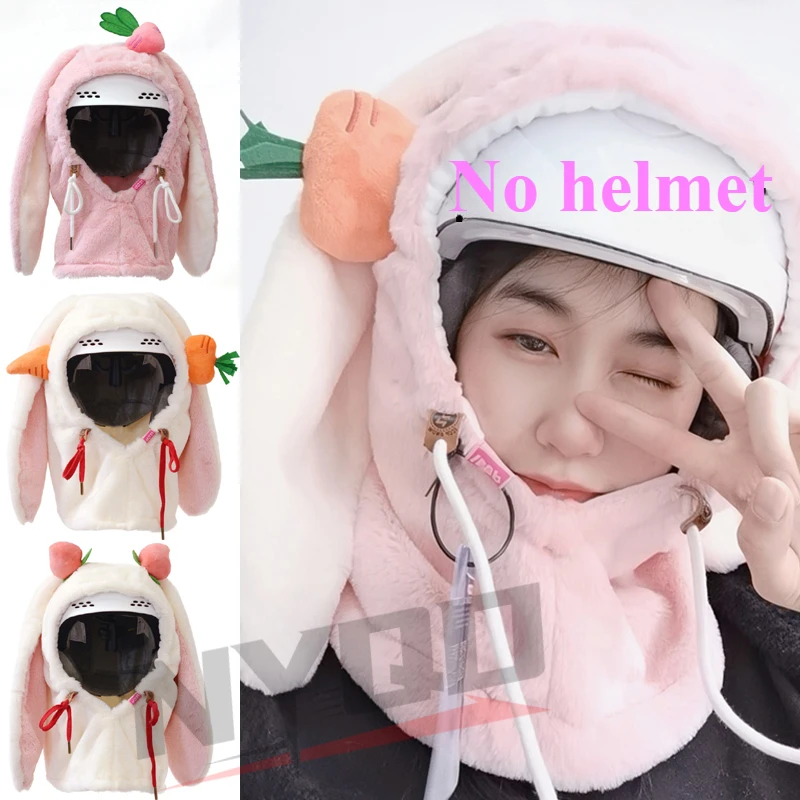 

Cartoon Rabbit Adult Children's Skiing Helmet Helmet Cover Bowknot Single Board Double Board Thermal Windscreen Mask