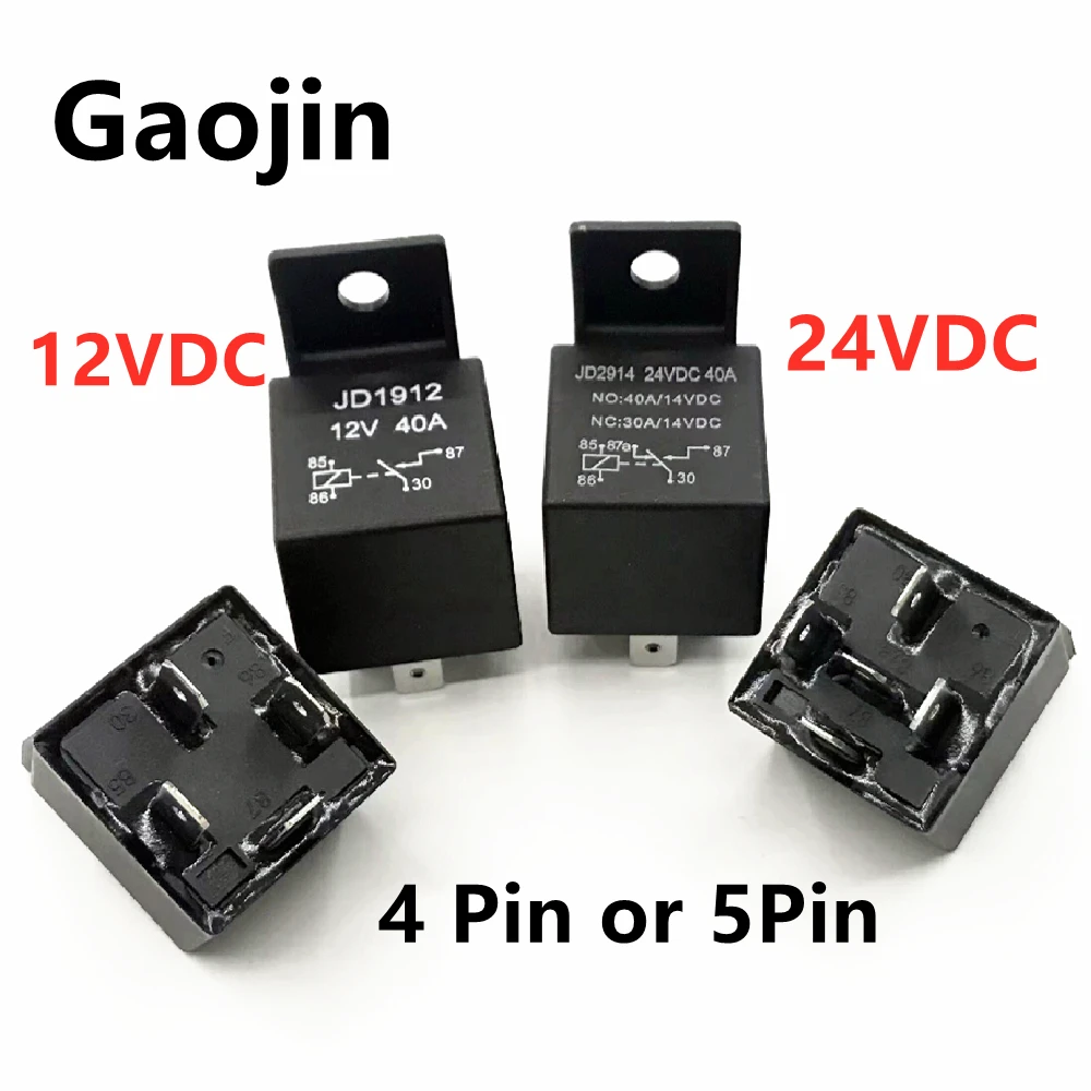 4 5 Pin 4P 5P 40A Waterproof Car Relay Long Life Automotive Relays Normally Open DC 12V/24V Relay For Head Light Air Conditioner