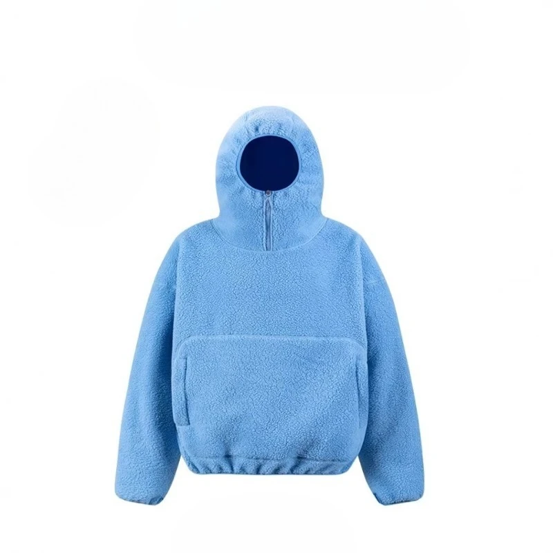 American Men's Clothing Semi-turtleneck Functional Wind Thickened Fleece Hooded Sweater Outdoor Windproof Warm Fleece Fleece