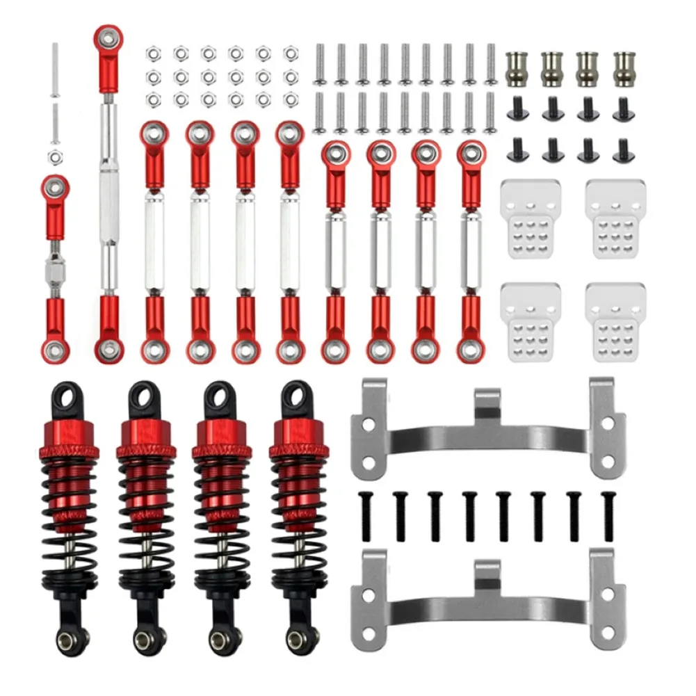 Upgrade Metal Front Axle Steering Pull Rod Kit Shock Mount For WPL C14 C24 CB05S C54 1/16 RC Buggy DIY Repair parts Accessories