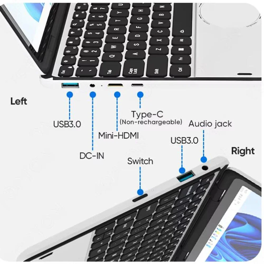 Mini PC tascabile Laptop Yoga 2 IN 1 Notebook Touch screen da 11 pollici Intel N100 32GB DDR4 1TB SSD WiFi5 Netbook Micro PC Computer