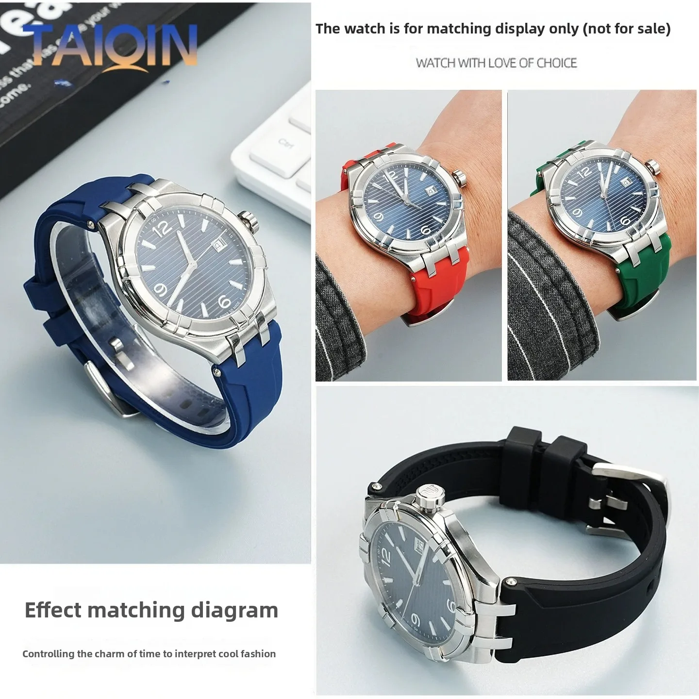 Quick Release siliconen Band Voor MAURICE LACROIX AIKON AI 1008 1018 1108 6008 6058 6038 6007 Metalen connector Rubber Horloge band