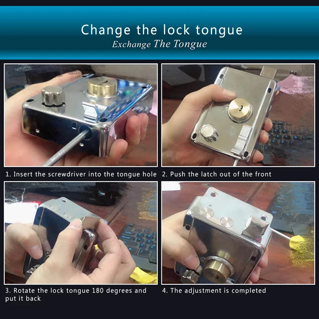 Exterior Iron Door Locks Security Anti-Theft Lock Multiple Insurance Lock Wood Gate Lock Hardware Household Indoor Dormitory