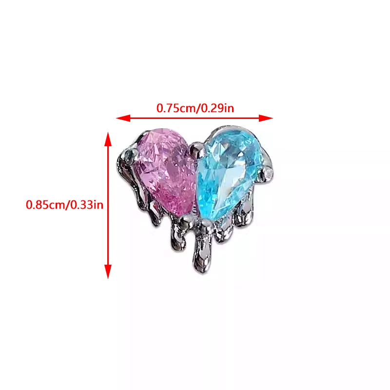 5PCS Lava Love Nail Accessories Flash Crick Starlight Zircon Double Match Color Zircon Love Nail Decoration Diamond