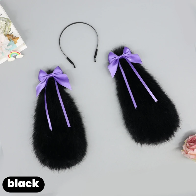 Lolita niedlichen Bogen weiß große Hasen ohren flauschige Ohrläppchen Stirnband kc täglichen Look Promi Kopf bedeckung Halloween Accessoires