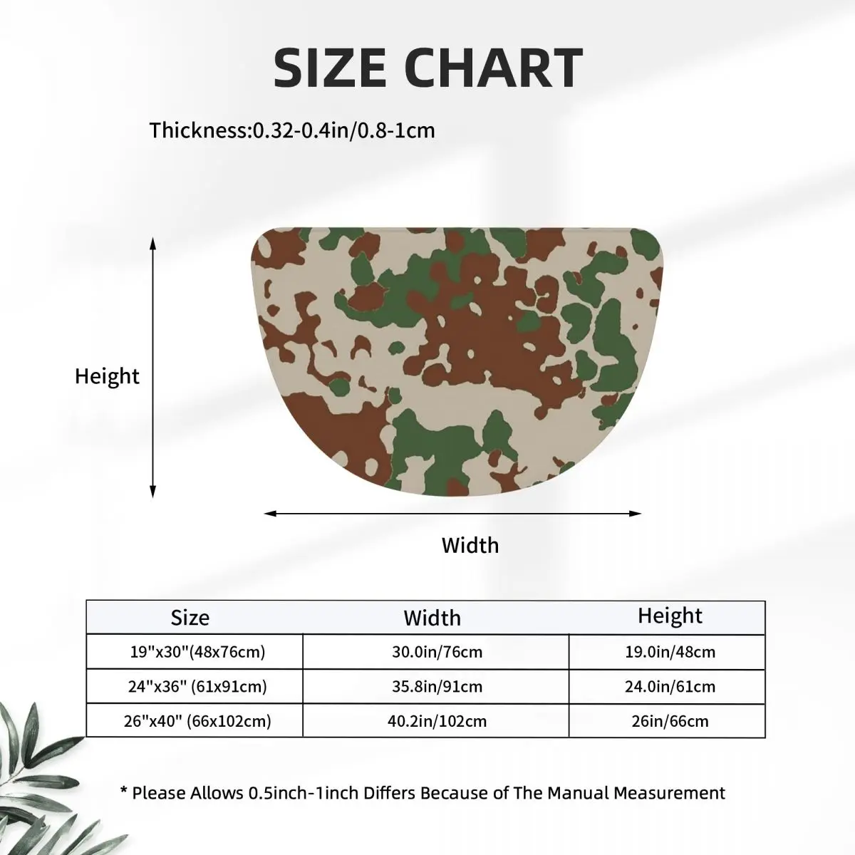 Russian Woodland Camouflage Soft Flannel Half Round Doormat Non Slip Bathroom Mat Absorbent Floor Carpet for Laundry Room