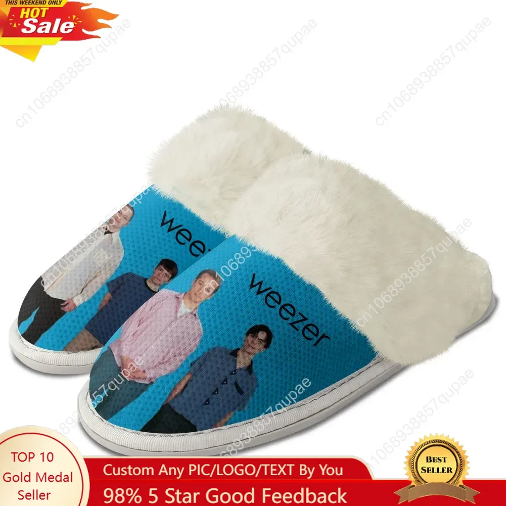 

Weezer Plush Slippers Keep Warm Shoes Star Pop Rock Band Mens Womens Home Cotton Bedroom Customized Thermal Lightweight Slipper