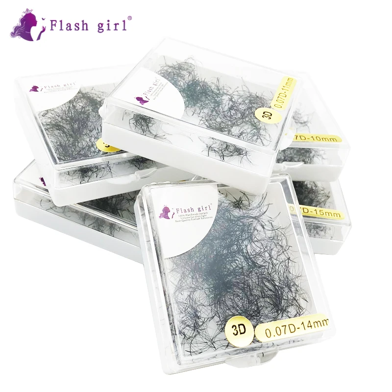 

1000 Fans 3D Russia C/D Perfect Warping curl 0.07 0.01 thinkness Short Stem Premade DIY fans lashes extention material