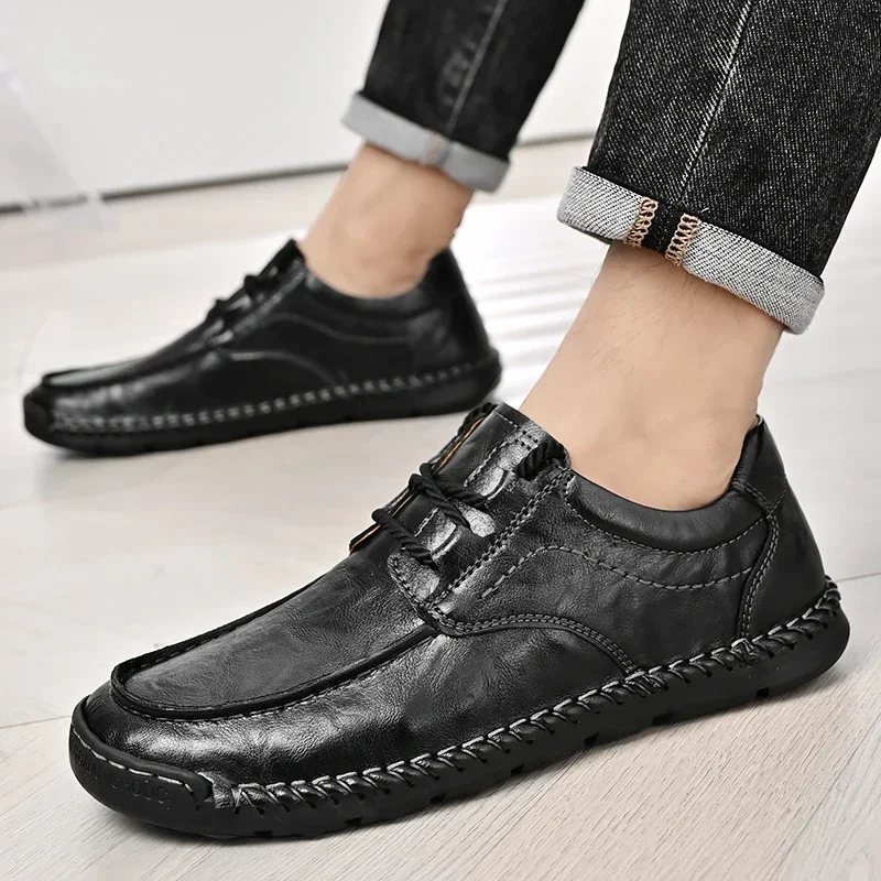 FLYLAND Men‘s Casual Shoes Handmade Leather Luxury Designer Shoes Men Flats Moccasins Driving Shoes image 5