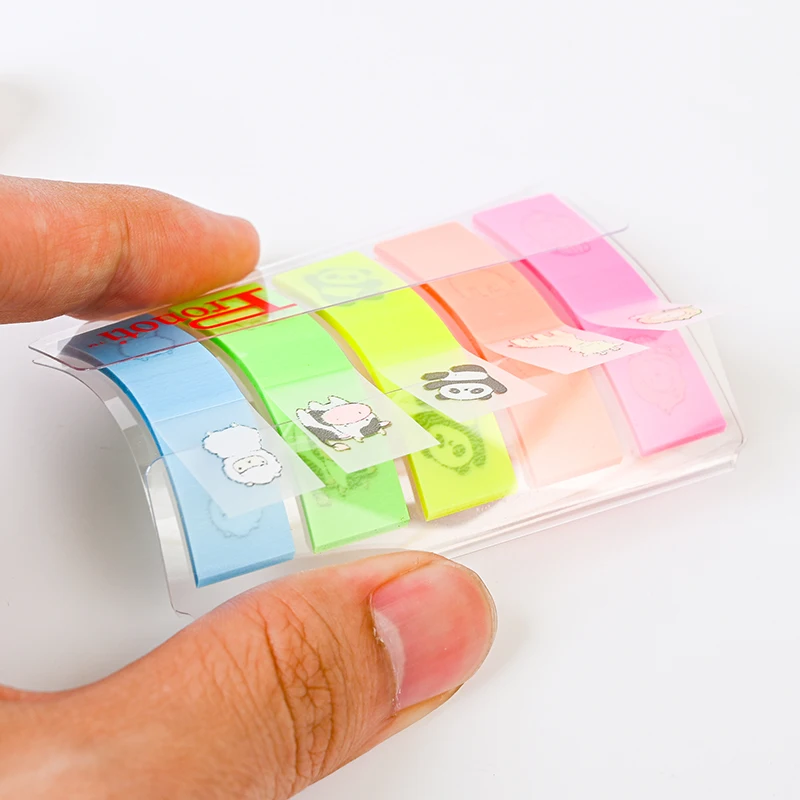 New Cute Animal Page Marker Index Tabs Sticky Note Writable Marking Strips Plastic Bookmarks Marks for Students