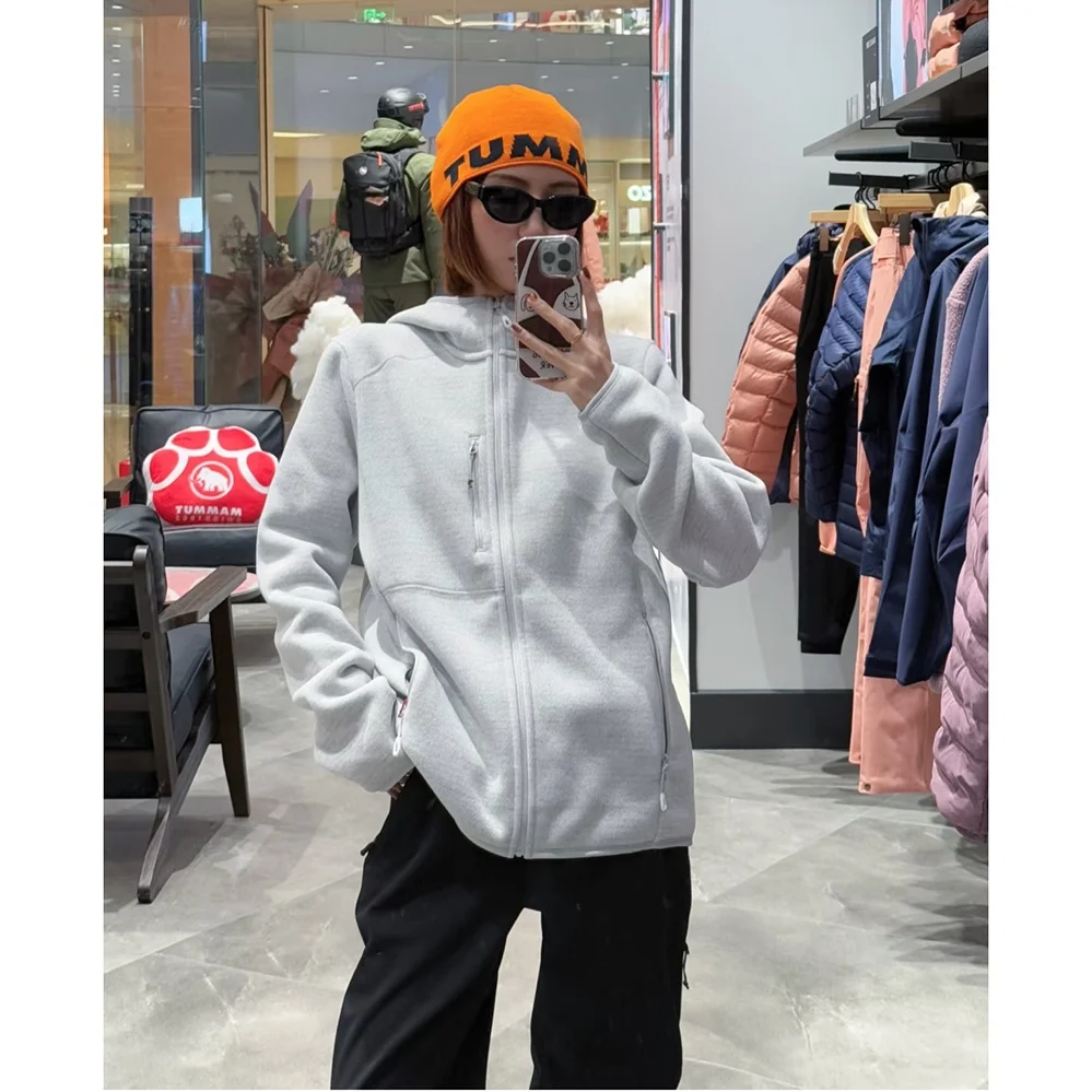 

Outdoor Sports Zipper Front Knitted Fleece Lined Stand Collar Cardigan Warm Sweatshirt Thermal Middle Layer Men's Casual Wear