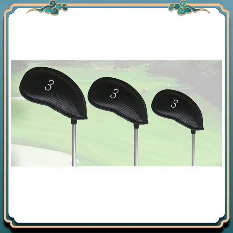 

Latest 12Pcs Golf Iron Cover Head Covers Pu Leather Golf Club Hat Cover Embroidery Set Golf Supplies Club Head Covers