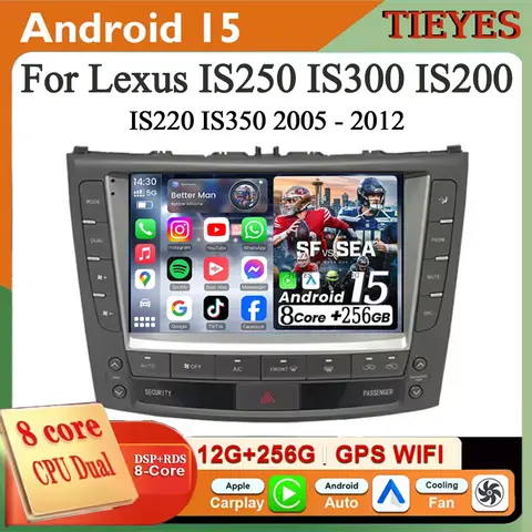 For Lexus IS250 IS300 IS200 IS220 IS350 2005 - 2012 Android 15 Carplay Auto Screen Car Radio Multimedia Player Autoradio Stereo