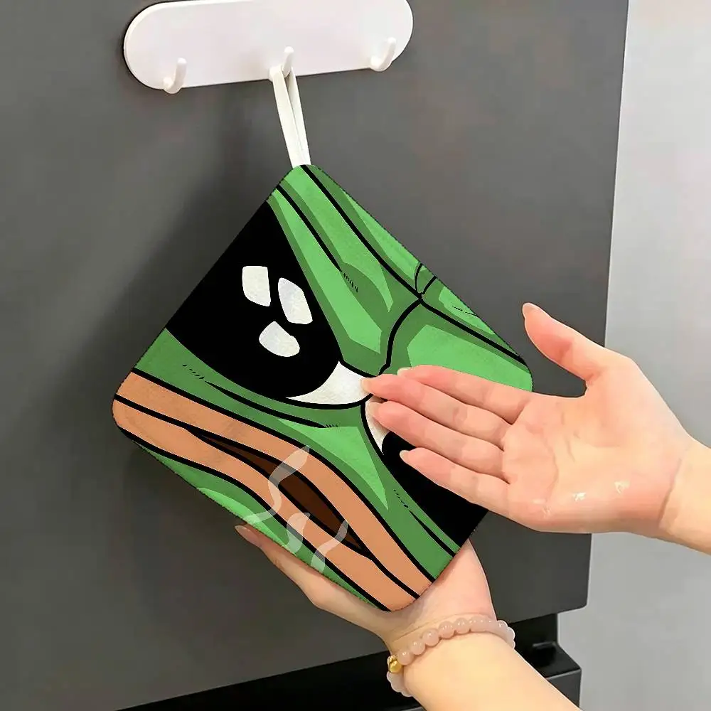 Popular Internet Meme Sad Frog Polyester Cotton Hanging Kitchen Towel, Absorbent Hand Wiping Cloth for Daily Cleaning Drying
