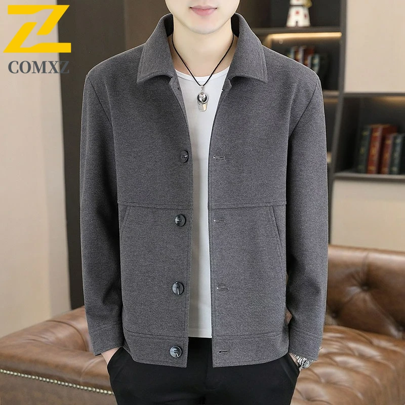 

COMXZ Mens Jackets 2025 New Fashion Classic Notch Lapel Outdoor Office Comfort Jacket Adventure Durable Spring Autumn New Coat