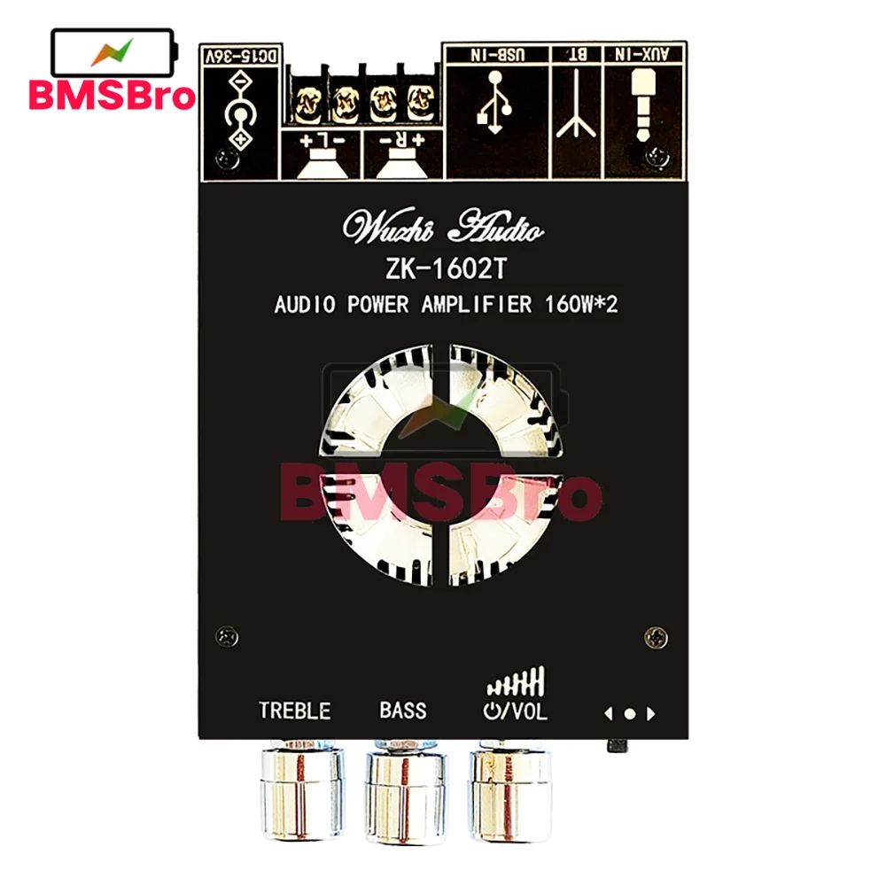 

Bluetooth Плата усилителя мощности TDA7498E, AUX, USB, 160 Вт + 160 Вт, регулятор громкости, 15-36 В постоянного тока, усилитель для динамика, сабвуфера