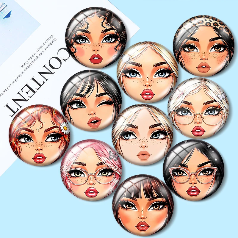 Fashionable Russian dollface 12/18/20/25mm glass cabochon  bracelet pendant rings for jewelry demo earrings back Making findings