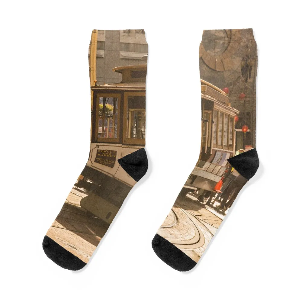 Cable Car at San Francisco Socks Antiskid soccer short retro Boy Socks Women's