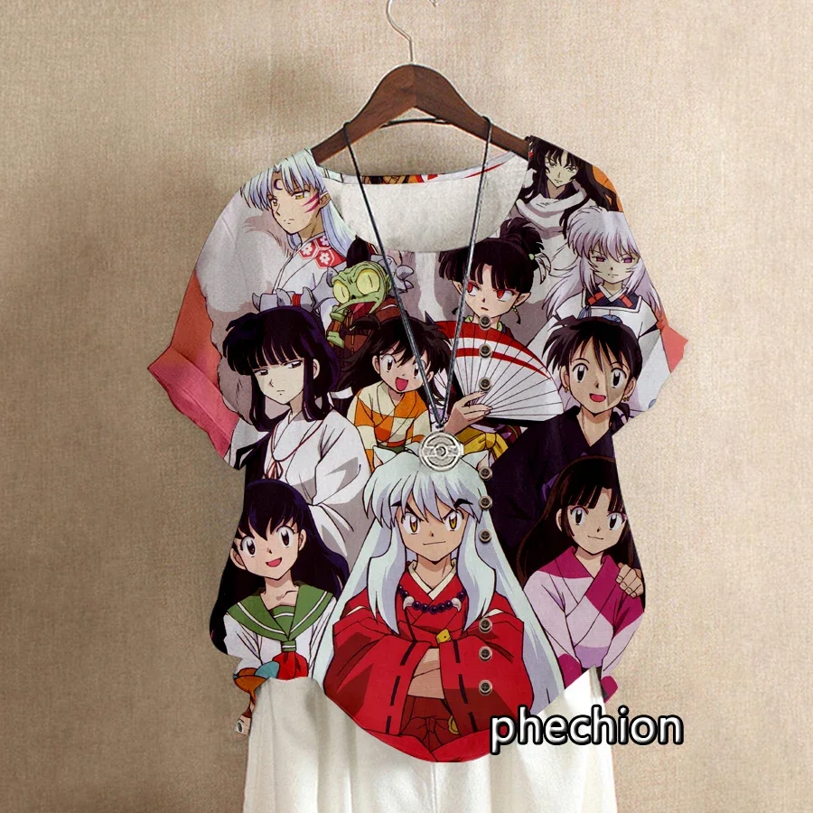 

phechion Women Fashion Anime Inuyasha 3D Printed Tops Summer Casual O-Neck Tops Loose Short Sleeve T-shirt Ladies Blouses H05